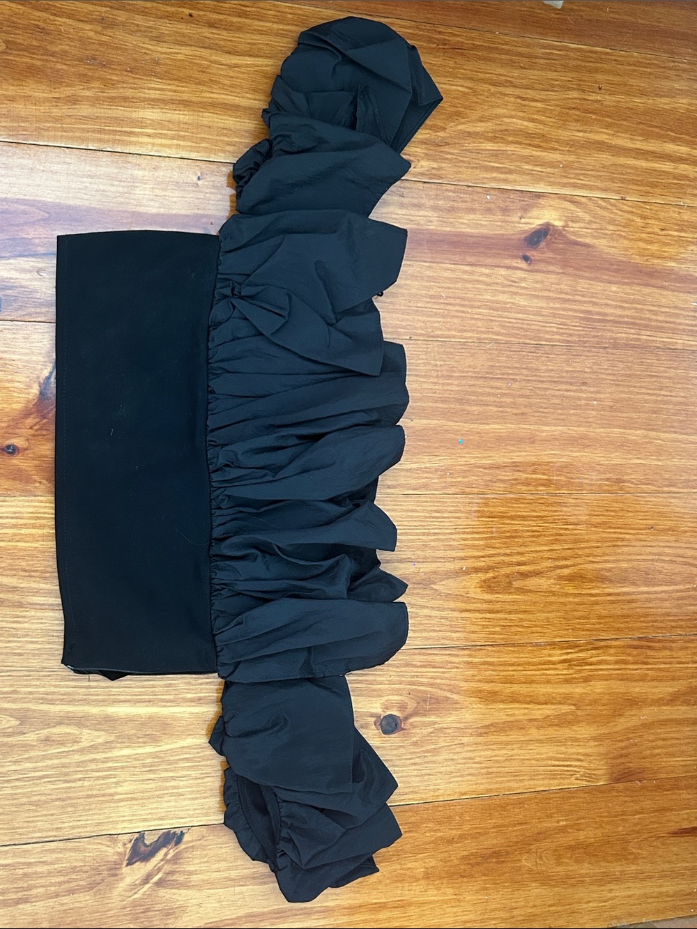 Zara Black Off-Shoulder Ruffle Crop Top